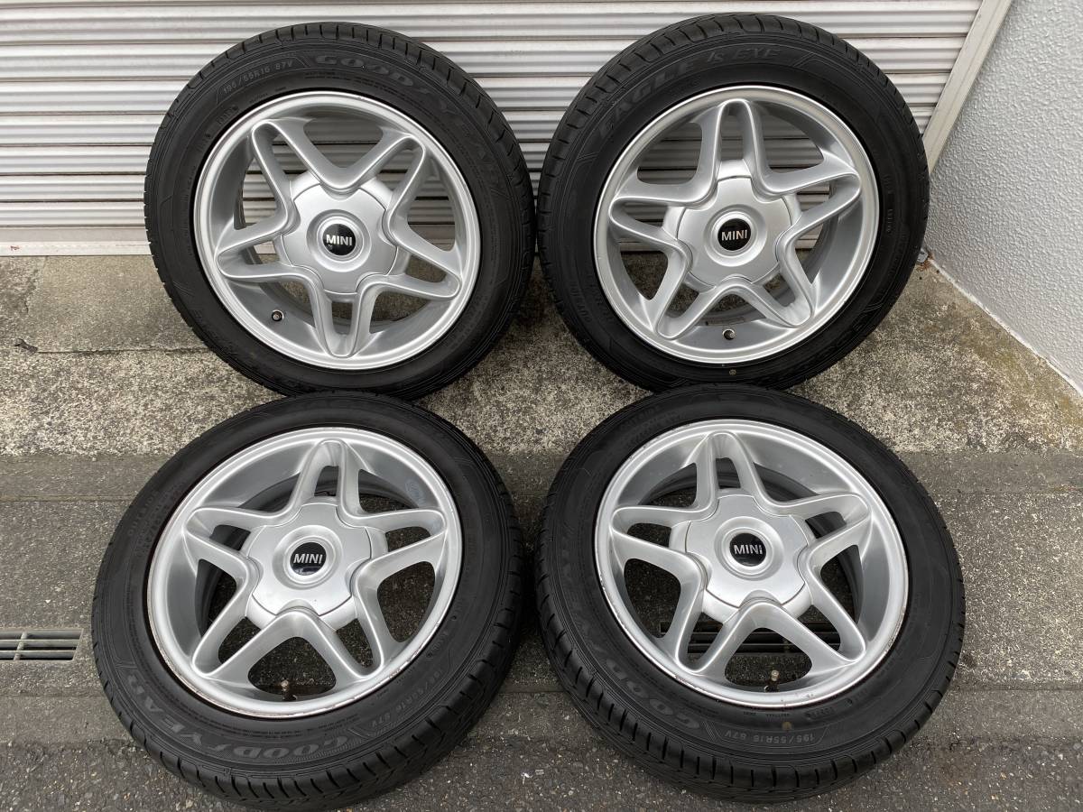【バリ山】R55 MINI　ミニクーパーS純正アルミ6.5Jx16 +48　2019年製造GOOD YEAR EAGLE LS EXE 195/55R16 87V R50 R53 R55 R56　　(NA)