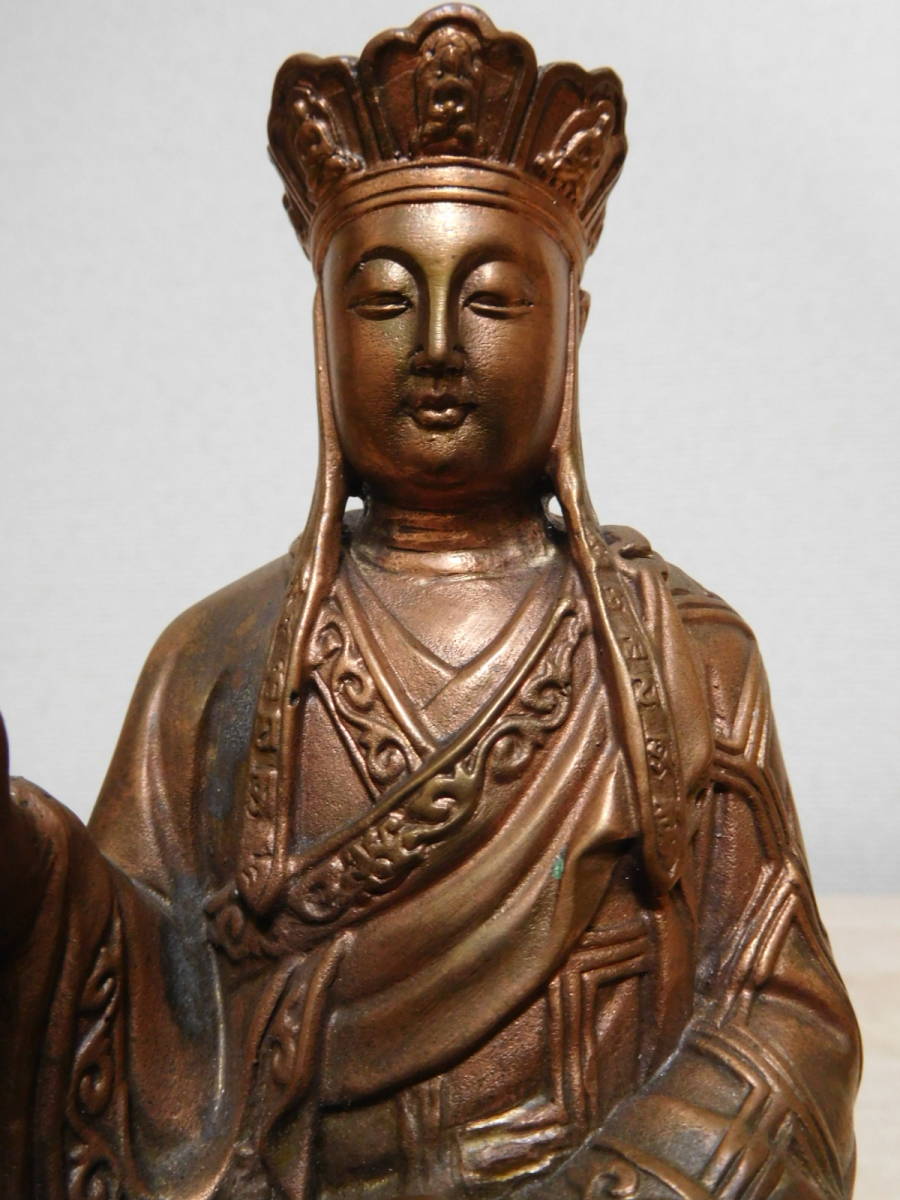 仏像 | 銅製 中国古玩 ｜地蔵菩薩立像 錫杖持ち 銅像 骨董複製品 地蔵