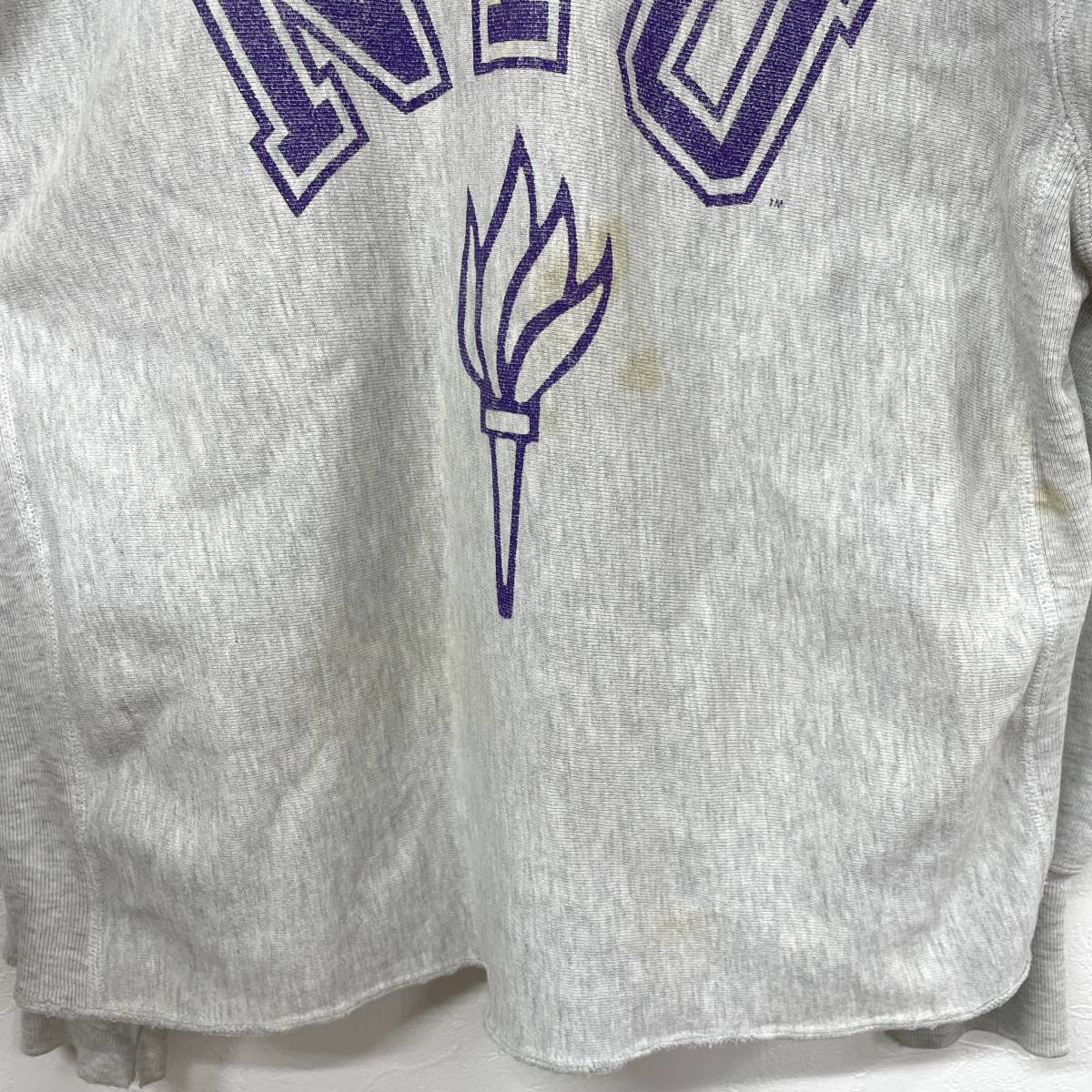 ◆ [訳あり] 90s USA製 NYU チャンピオン リバースウィーブ スウェット グレー sizeXL champion reverse weave gray ◆ Champion リバースウィーブ チャンピオン U ネイビー リバース