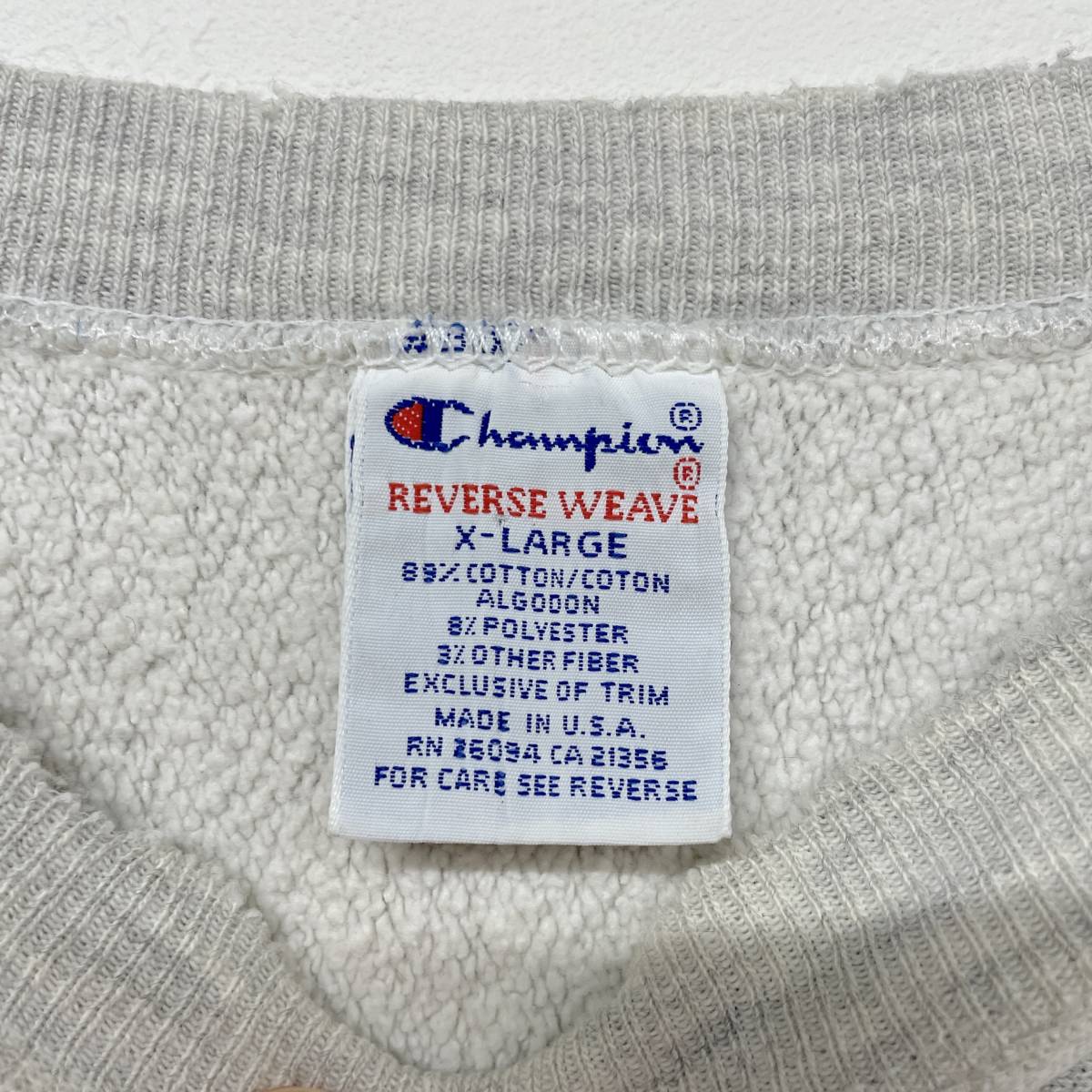 ◆ [訳あり] 90s USA製 NYU チャンピオン リバースウィーブ スウェット グレー sizeXL champion reverse weave gray ◆ Champion リバースウィーブ チャンピオン U ネイビー リバース