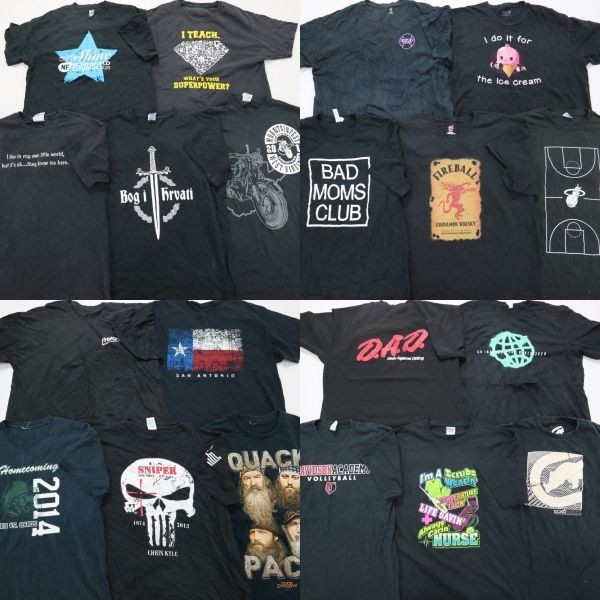 ◎ECKO スカル 人物 他 黒ボディー 半袖 プリント Tシャツ set (L/XL） 20枚セット まとめ売り USA古着卸 1円スタート 最落なし MC5584