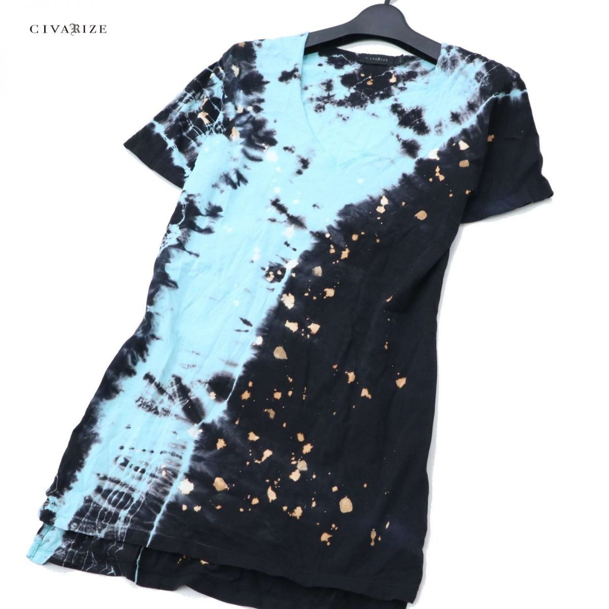 CIVARIZE シヴァーライズ 【Elnath】 半袖 タイダイ ブリーチ Vネック 