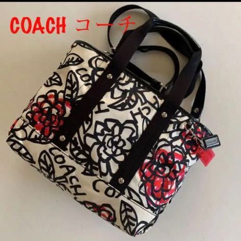 COACH コーチ フラワーモチーフ 2way トートバッグ こ ファッション