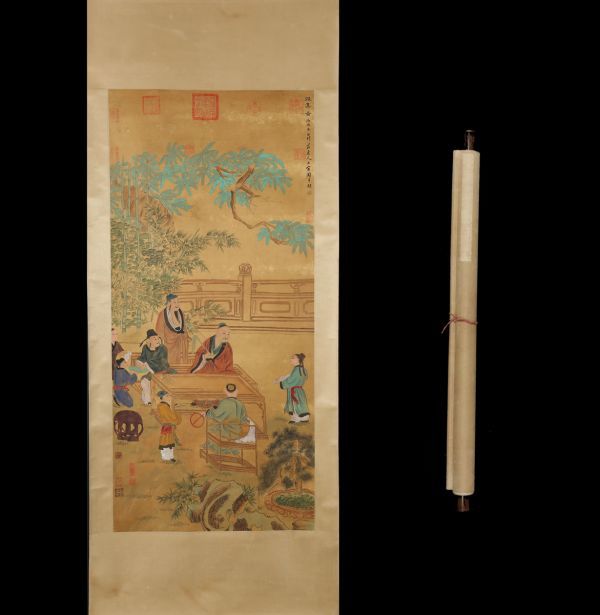 新作，100%新品 「上官周畫 人物図」清代画家 肉筆絹本 真作【仁】