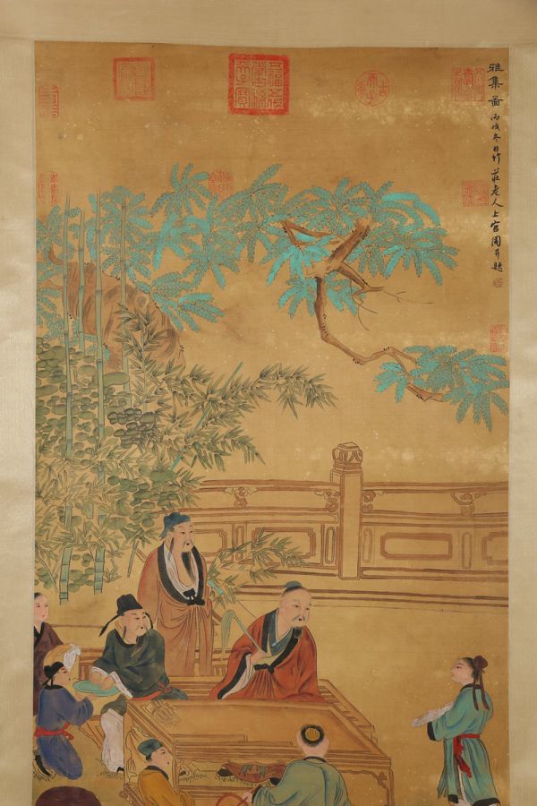 新作，100%新品 「上官周畫 人物図」清代画家 肉筆絹本 真作【仁】