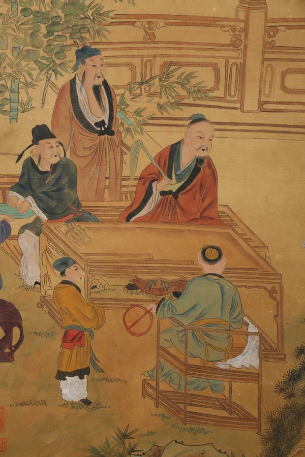新作，100%新品 「上官周畫 人物図」清代画家 肉筆絹本 真作【仁】
