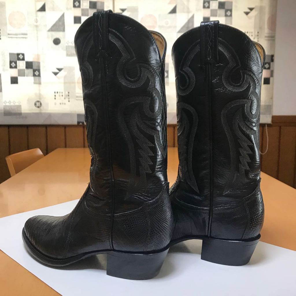 Tony Lama トニーラマ ウエスタンブーツ リザード トカゲ 黒 7 1/2 EE 