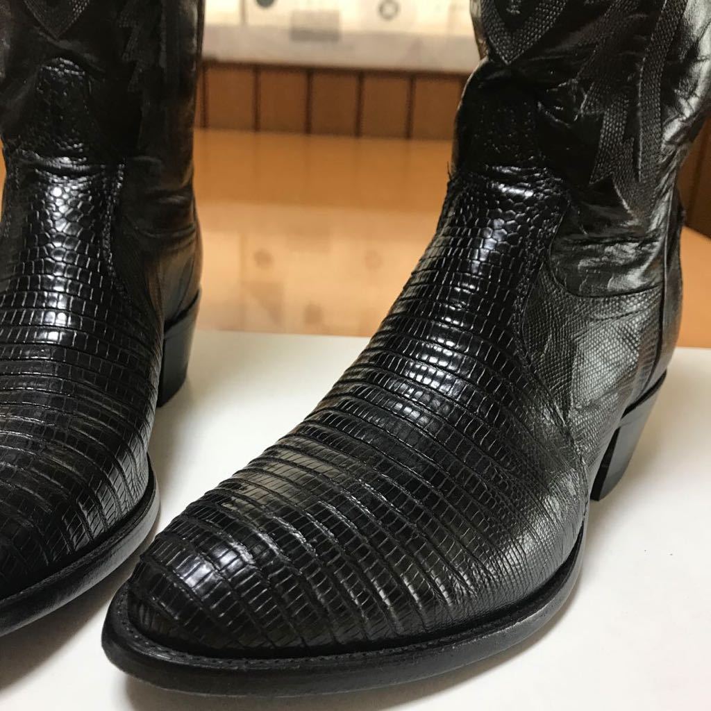 TONY LAMA ウエスタンブーツ レザー リザード 7 1/2 E Tony Lama トニーラマ ウエスタンブーツ リザード トカゲ 黒 7 1/2 EE