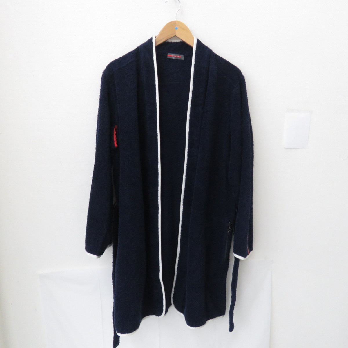 【中古品】PRADA プラダ メンズ バスローブ 100％コットン サイズ：M ネイビー系 838136344