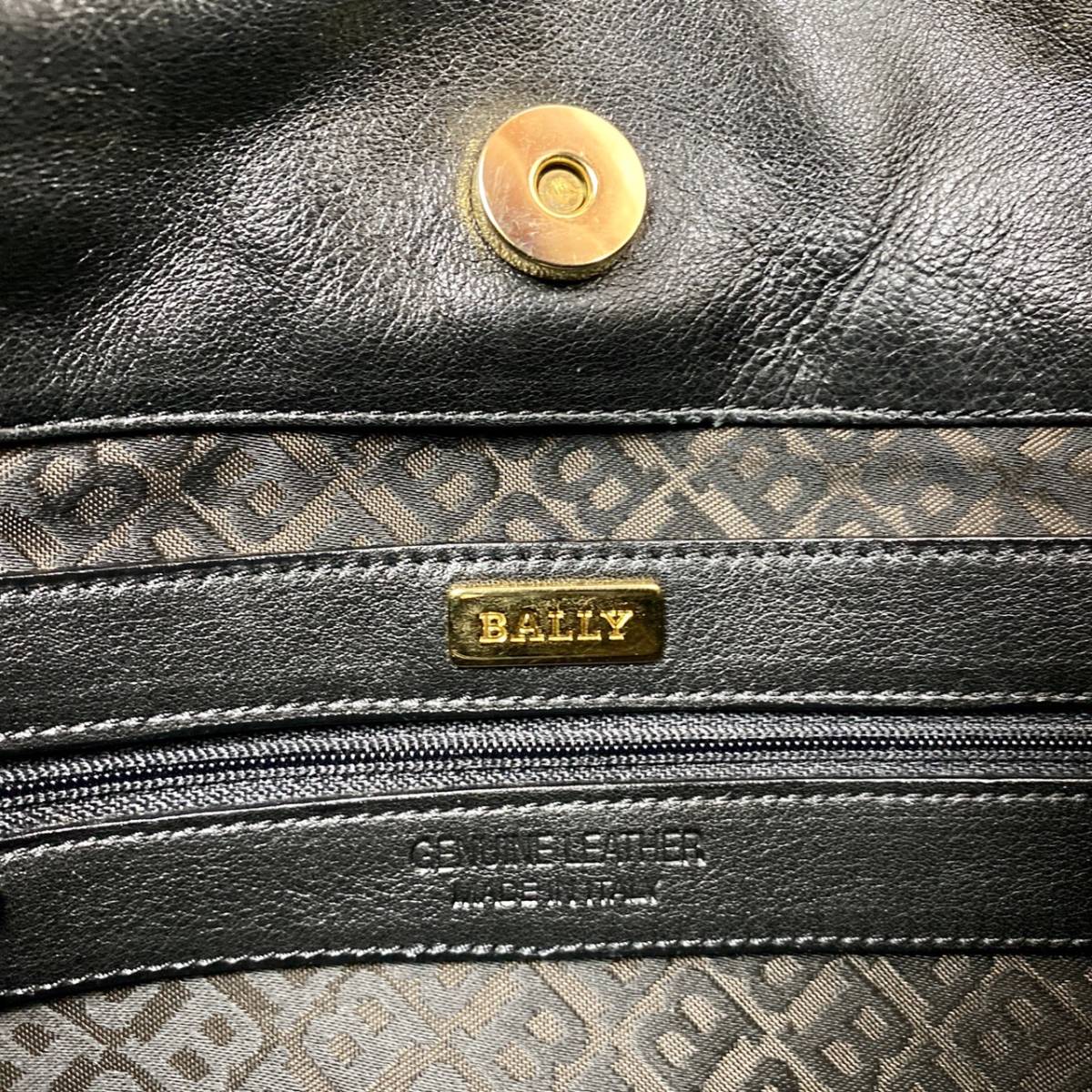 BALLY バリー ショルダーバッグ レザー ブラック×シルバー金具