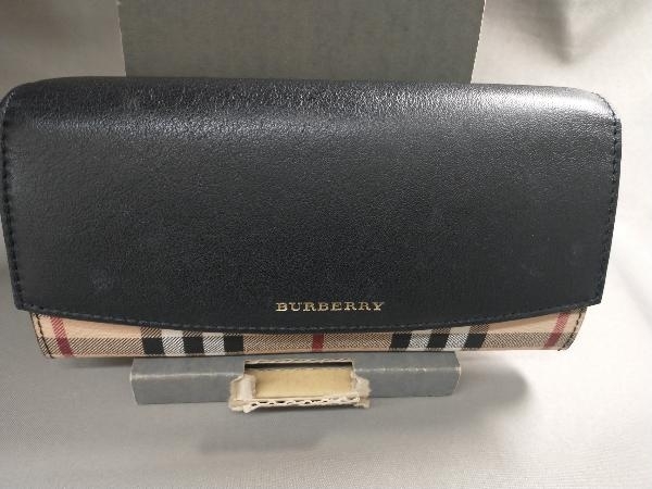 バーバリー BURBERRY 長財布 二つ折り PVC レザー Wホック ノバ