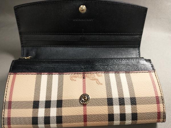 バーバリー BURBERRY 長財布 二つ折り PVC レザー Wホック ノバ