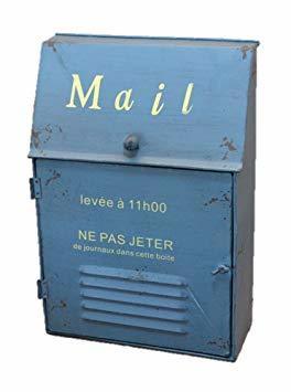 ポスト アイアン アンティーク風 メールボックス Mail (ブルー) 2色