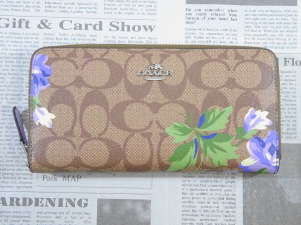 新品，100%新品 本物 品 75 COACH コーチ ジッピーウォレット フラワー柄 メンズ レディース コーヒー青色 長財布 1円 スタート(男性用財布)｜売買されたオークション情報、yahooの商品情報をアーカイブ公開 - 服飾小物