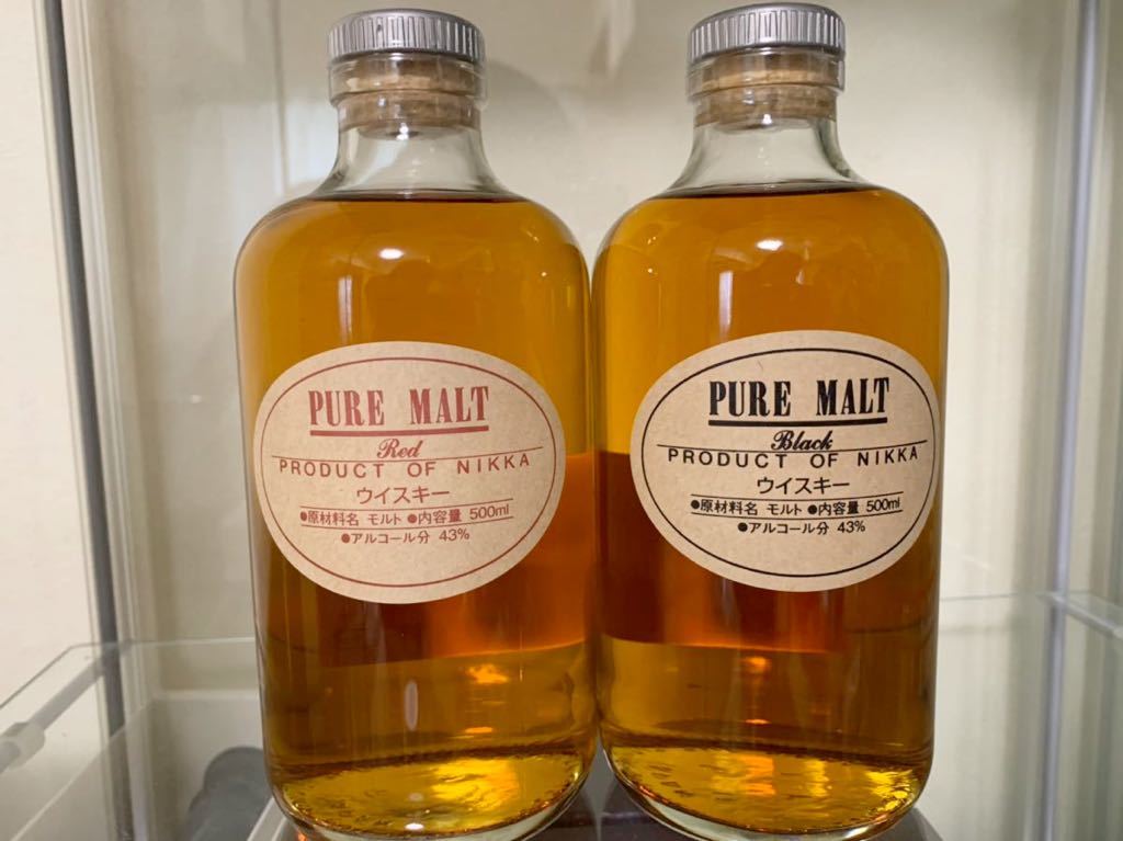飲料・酒 NIKKA ピュアモルト ブラック /レッド 500ml /50ml 4本セット