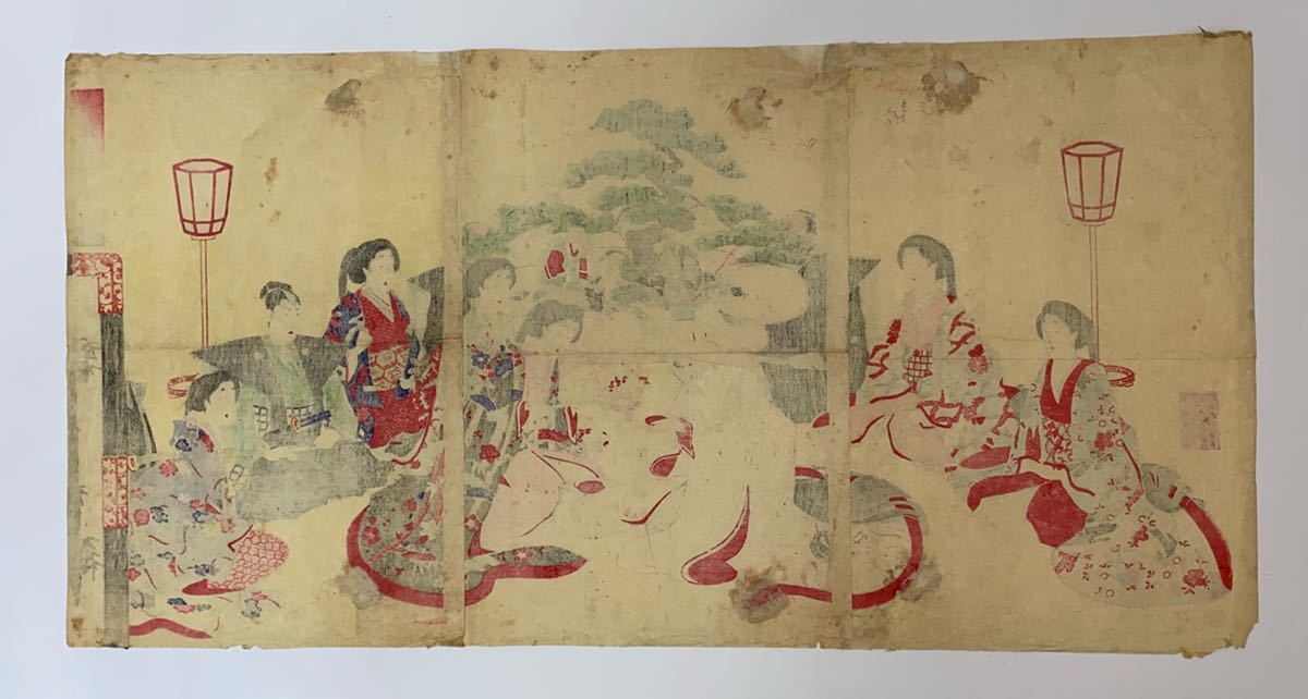 浮世絵 周延 三枚続 女礼式略図 婚礼之図 • 逸品！楊洲周延「女