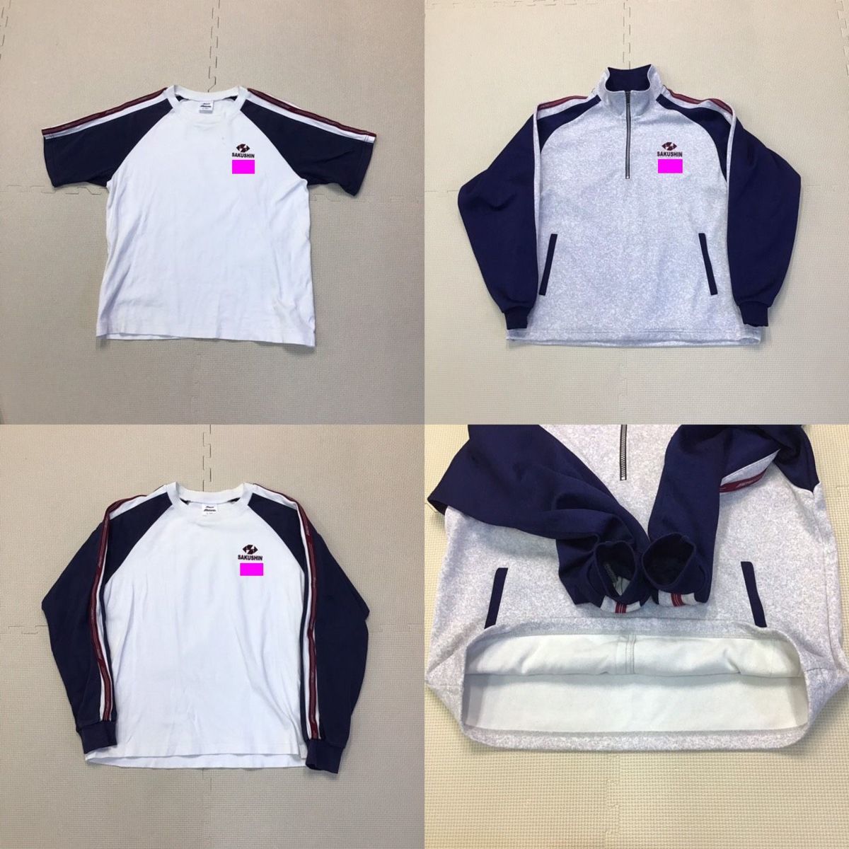 FTJ-554 (中古) 栃木県 作新学院高等学校 ジャージ 上下 5点セット /L/XO/長袖/半袖/長ズボン/ハーフパンツ/女子生徒/高校/体操着/体操服