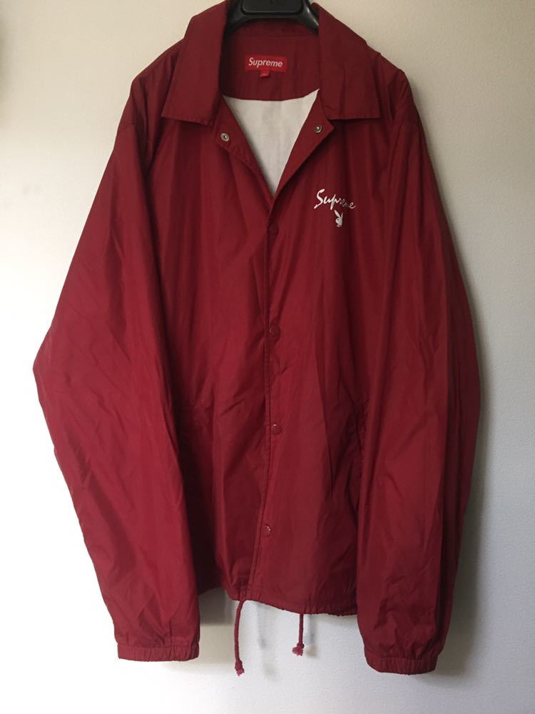 【正規品，品質保証】 Supreme 11SS Playboy Coaches Jacket XL 赤 プレイボーイ コーチジャケット 正規(ジャンパー、ブルゾン)｜売買されたオークション情報、yahooの商品情報をアーカイブ公開 - オークファン 男性用