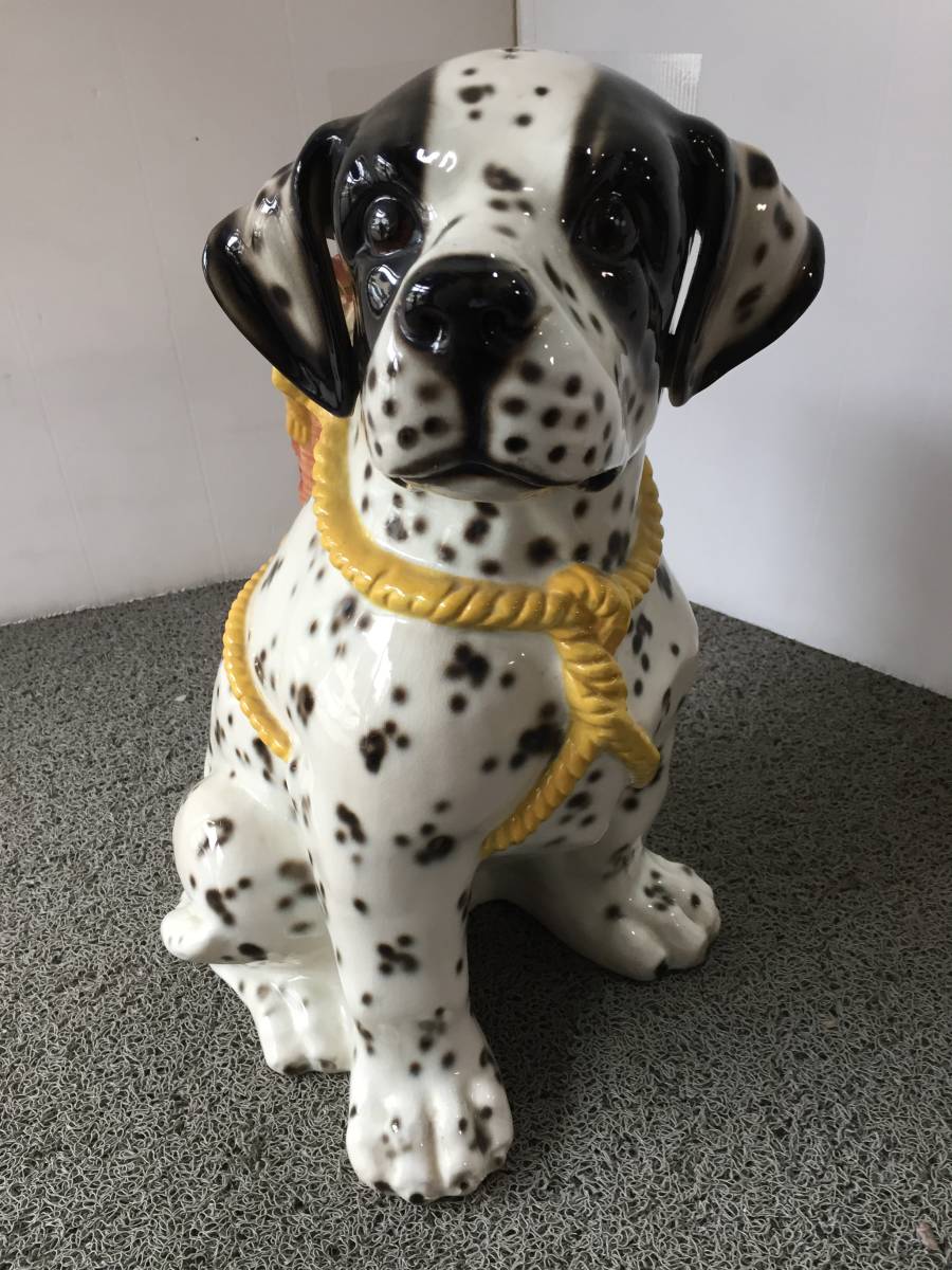 陶器　ダルメシアン子犬　フラワーポット　ガーデニング　インテリア　犬置物