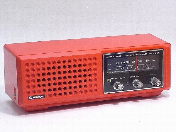 HITACHI日立•MW/SW TABLE RADIO/テーブルラジオW-543 △802673*05△HITACHI/日立・MW/SW TABLE RADIO/テーブルラジオW-543・赤・