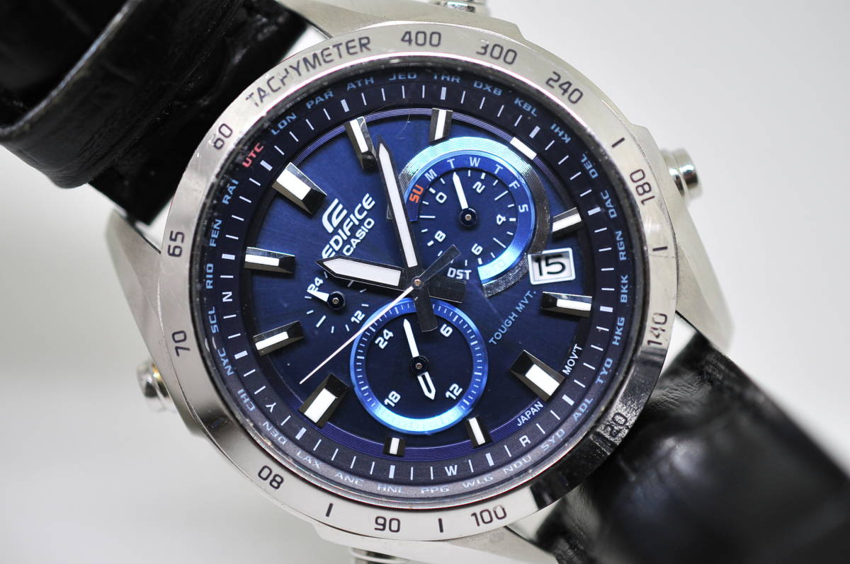 エディフィス EQW-T620 電波ソーラー 電波受信稼働中 腕まわり最大20cm 