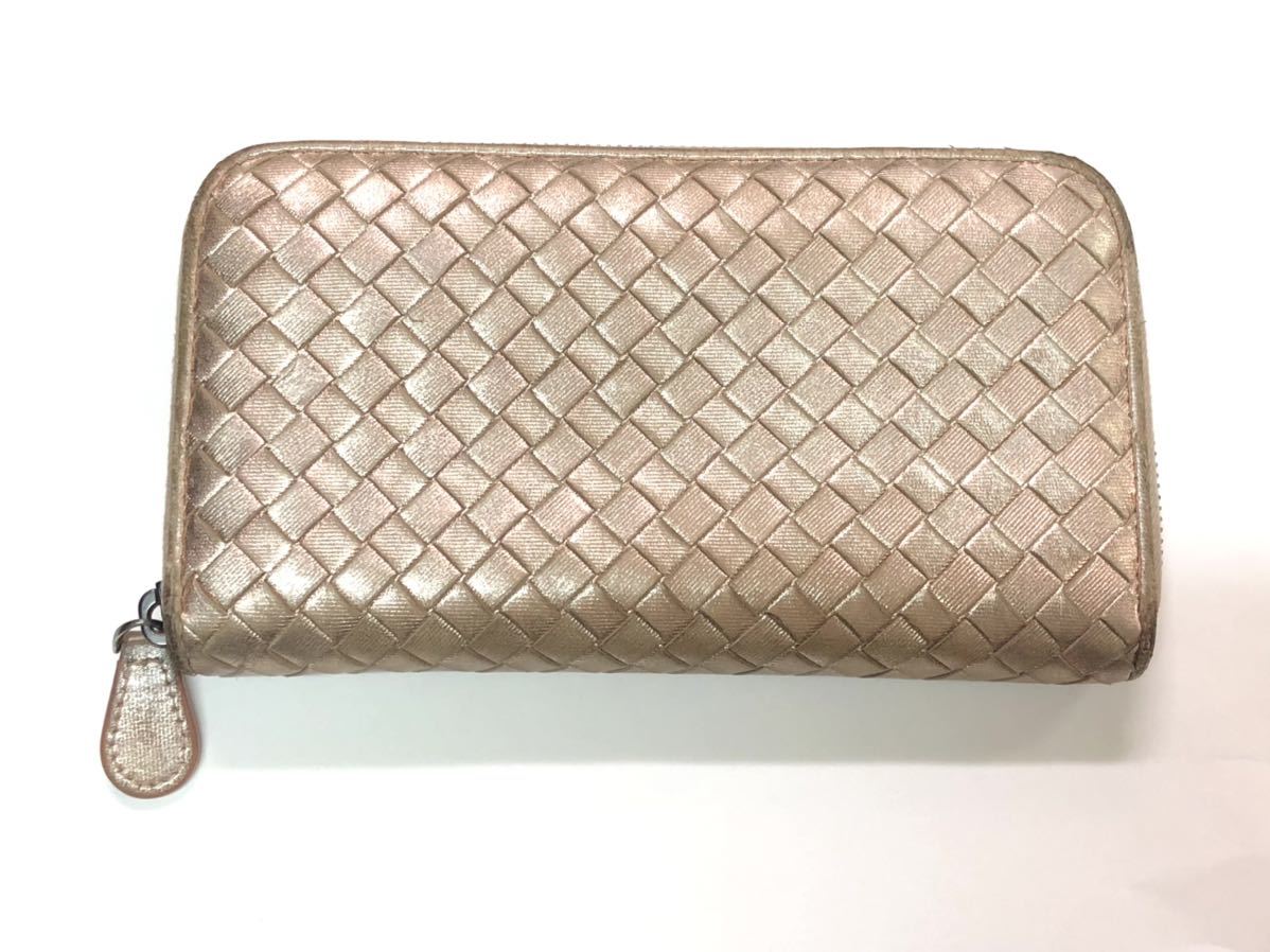 BOTTEGA VENETA ラウンドファスナー長財布 イントレチャート ブロンズ