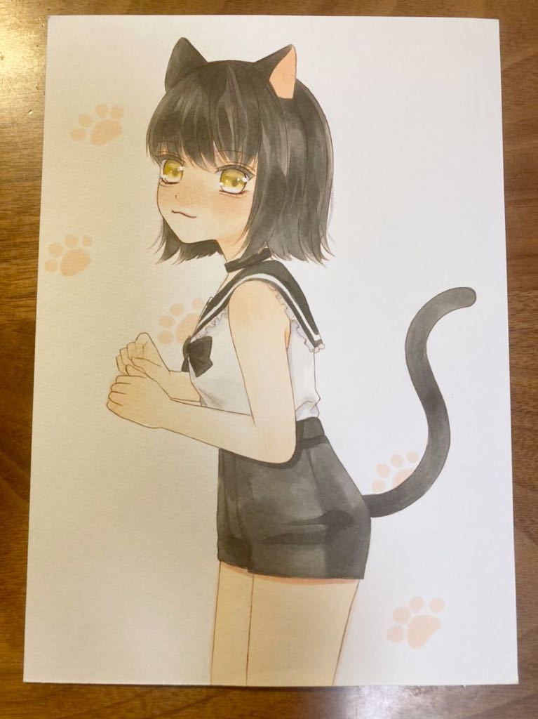 手描きイラスト 黒猫ちゃん 最大90 オフ