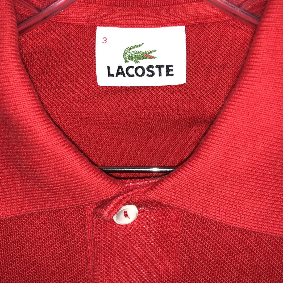 【最終値下げ】LACOSTE L1212 フレンチラコステ ポロシャツ 赤 size3 美品 フランス流通モデル 旧タグ ラコステ フララコ フレラコ　
