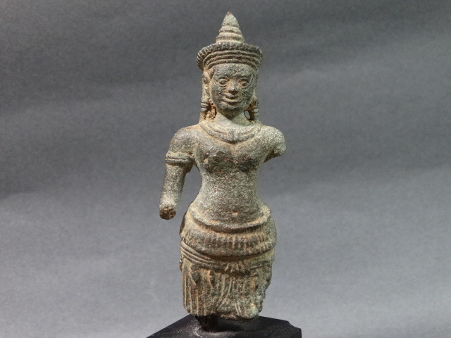 クメール青銅　女神立像 ☆SAWAN☆クメール青銅宝冠を戴く女神立像 青銅 クメール美術 Art 8世紀