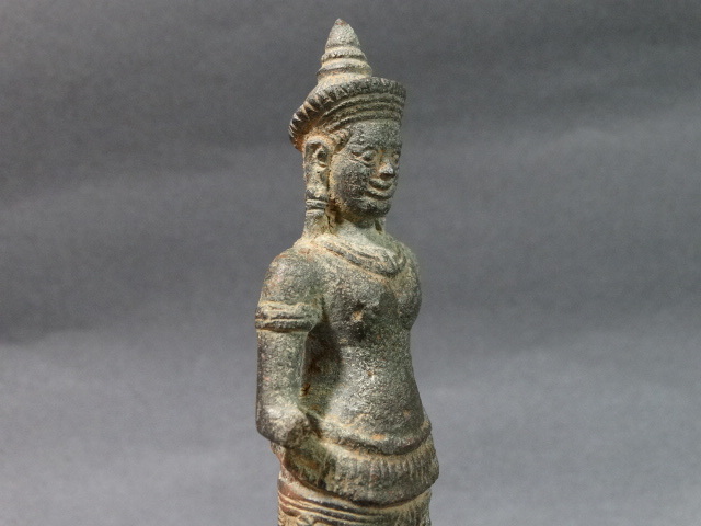 クメール青銅　女神立像 ☆SAWAN☆クメール青銅宝冠を戴く女神立像 青銅 クメール美術 Art 8世紀