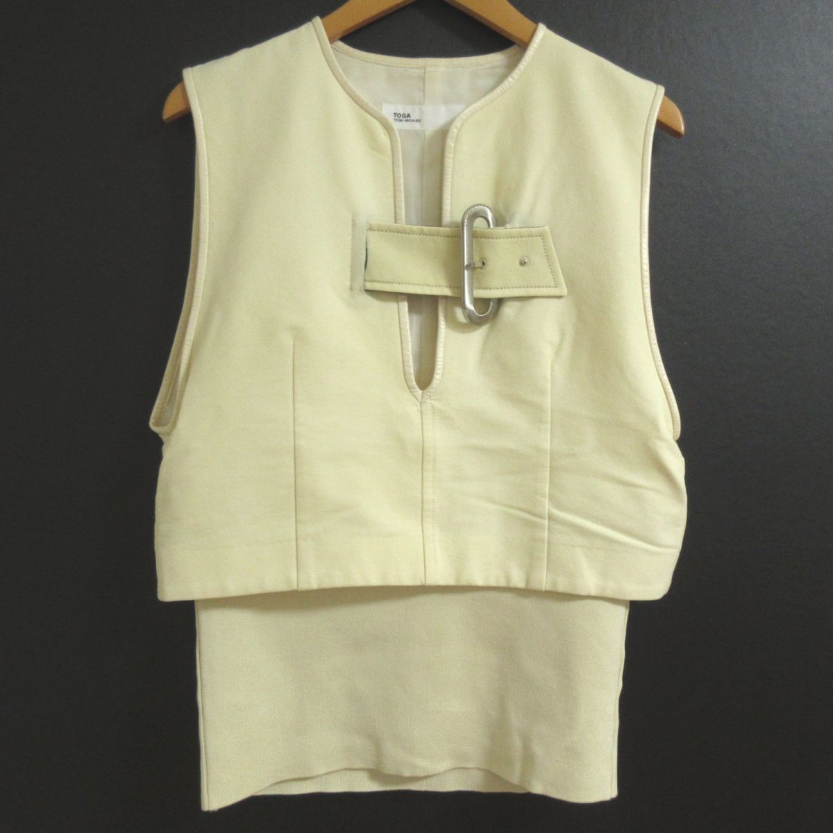 クリーニング済 良品 TOGA トーガ フェイクレザーパイピング ベルト 