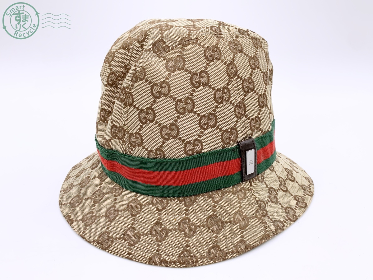 NY0306 GUCCI グッチ バケット ハット 帽子 GG柄 シェリーライン S