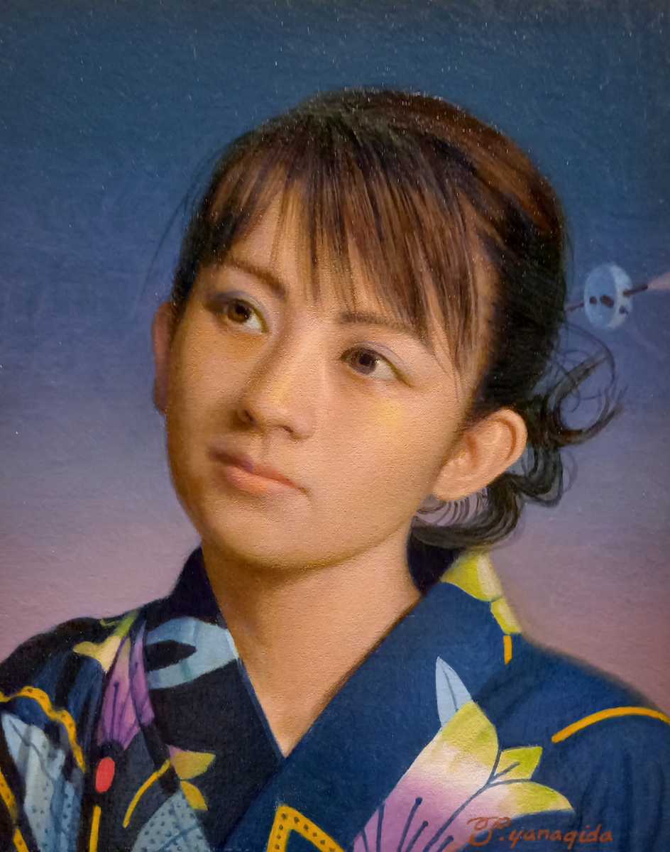 リアリズム　【浴衣をきる女】　肉筆油彩画 ニトリが葛飾北斎肉筆画「雪中美人図」を落札、史上最高の6億円 小樽市