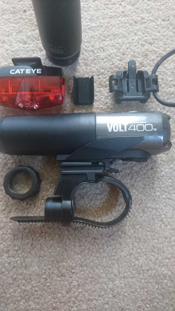 volt400 キャットアイ CATEYE rapidmini ガンメタ ボルト400 前後セット 自転車 ロード ピスト USB充電