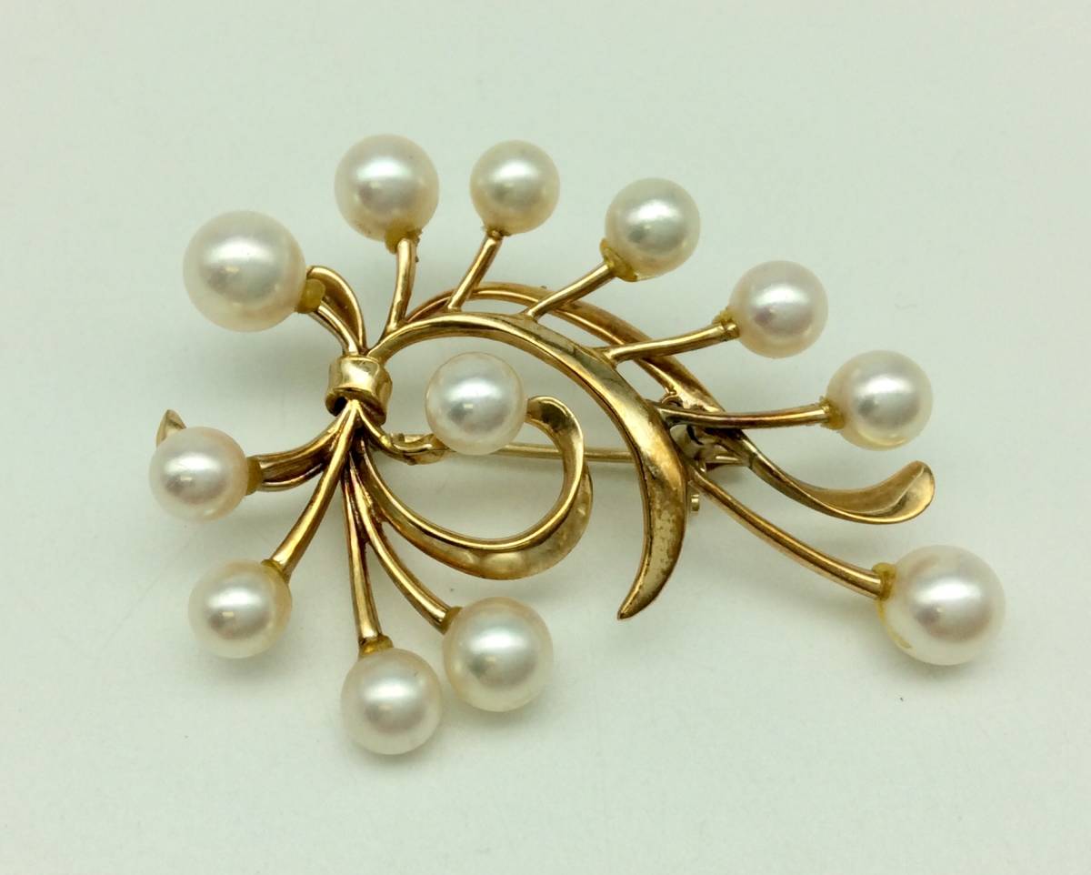 SALE，低価 S176〇 MIKIMOTO ミキモト パール付き ブローチ 14金 