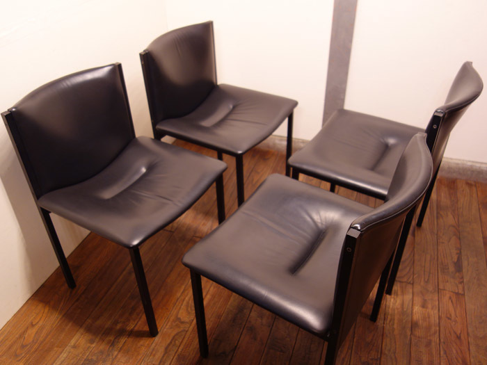 Cassina IXC カッシーナ LIMA リマ 黒革 4脚セット