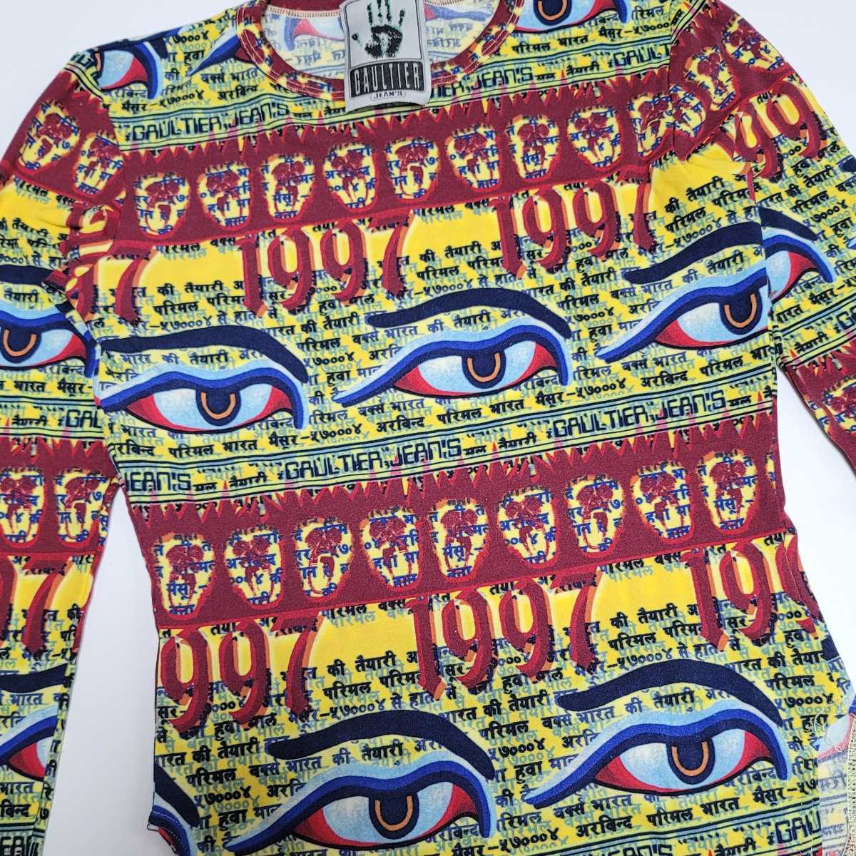 1997ss jean paul gaultier TIBETAN BUDDHISM EYES MESH SHIRT TOP 
