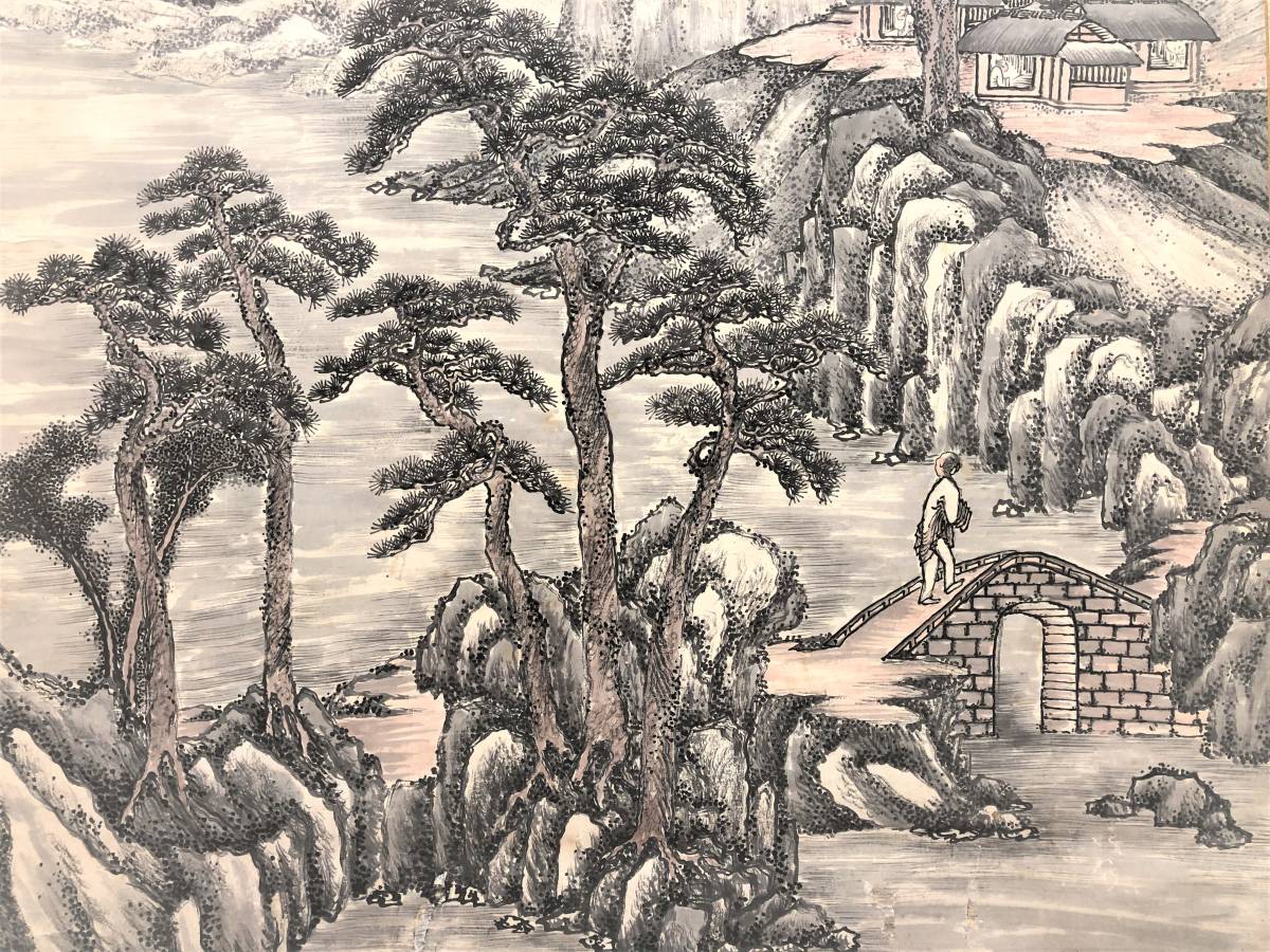 Painting Class: Landscape 古びた蔵 掛け軸 山水図 中国独自の絵画