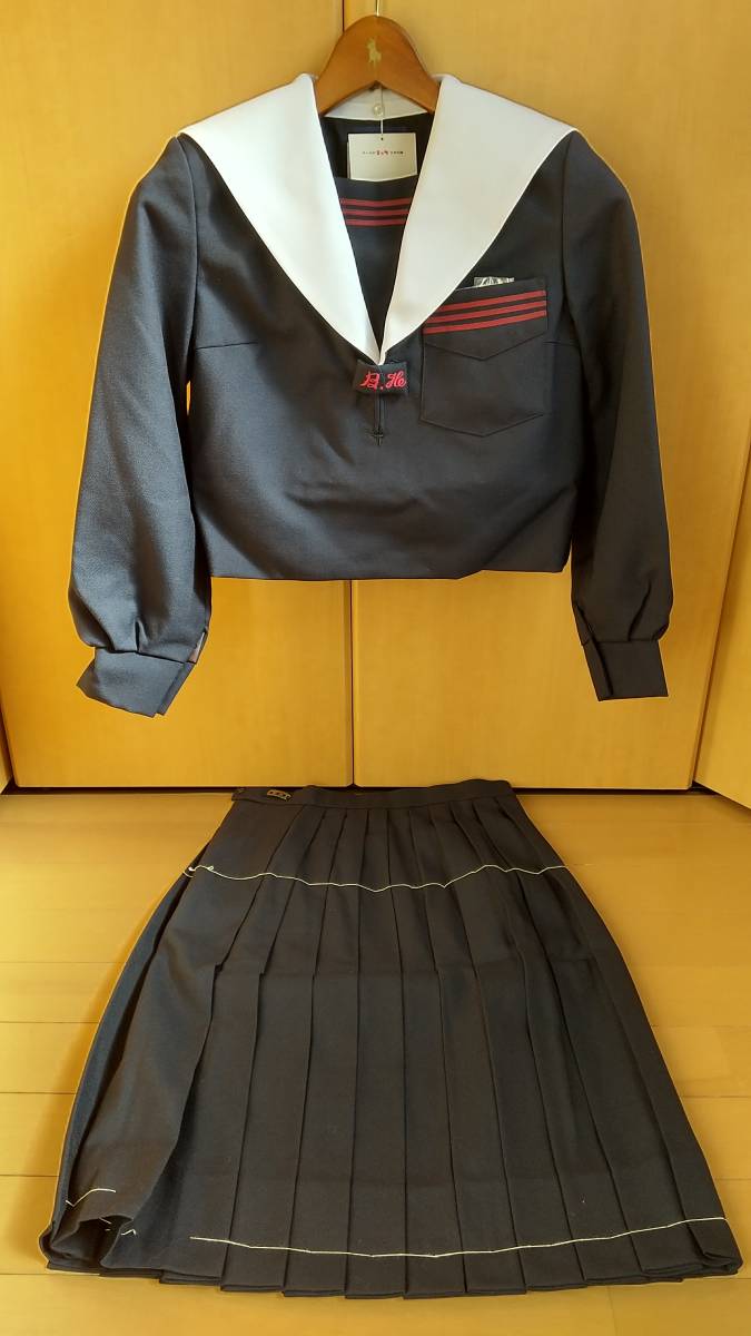 【新品未使用】女子学生服 制服 梅南中学校 セーラー服スカートセット サイズ1 W60-L59 コスプレ 小さめ