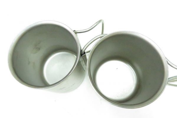 ｎｙ３０９４／《キャンプ用品》アウトドア用ステンレスコップ２個セットｓｎｏｗｐｅａｋ中古キャンプ用品　６０
