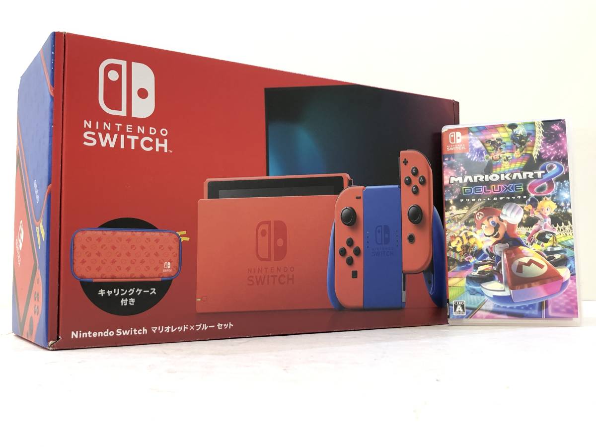 美品 ニンテンドースイッチ本体 マリオレッド XKJ2021年 バッテリー強化版 23078)【1円～】Switch本体[新型/バッテリー強化型/マリオレッド