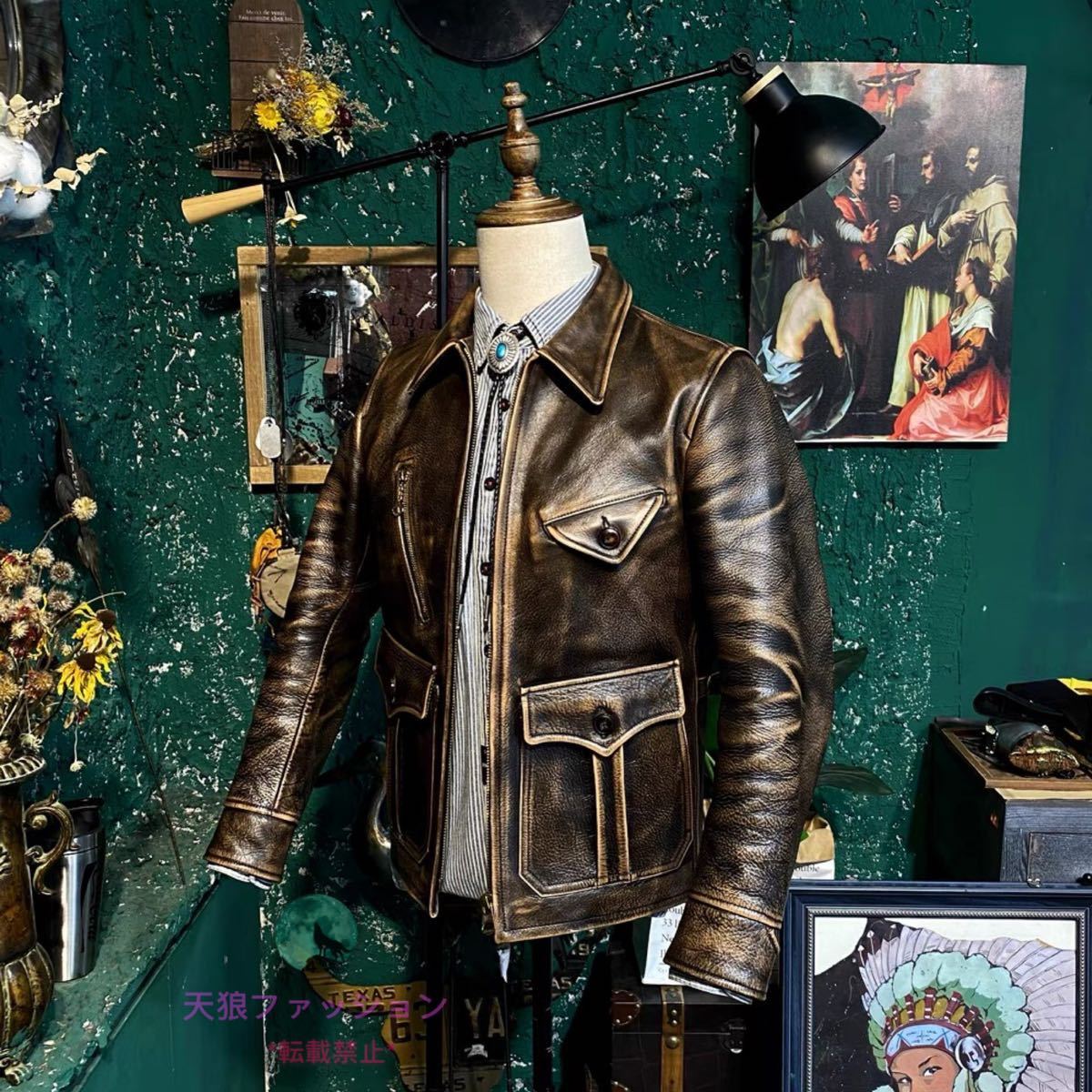 HOT，新作 レザージャケット 本革 ニュースボーイ カウハイド 牛革 アメカジ ライダース 革ジャン ヴィンテージ加工 メンズファッション S 3XL(XLサイズ以上)｜売買されたオークション情報、yahooの商品 XLサイズ以上