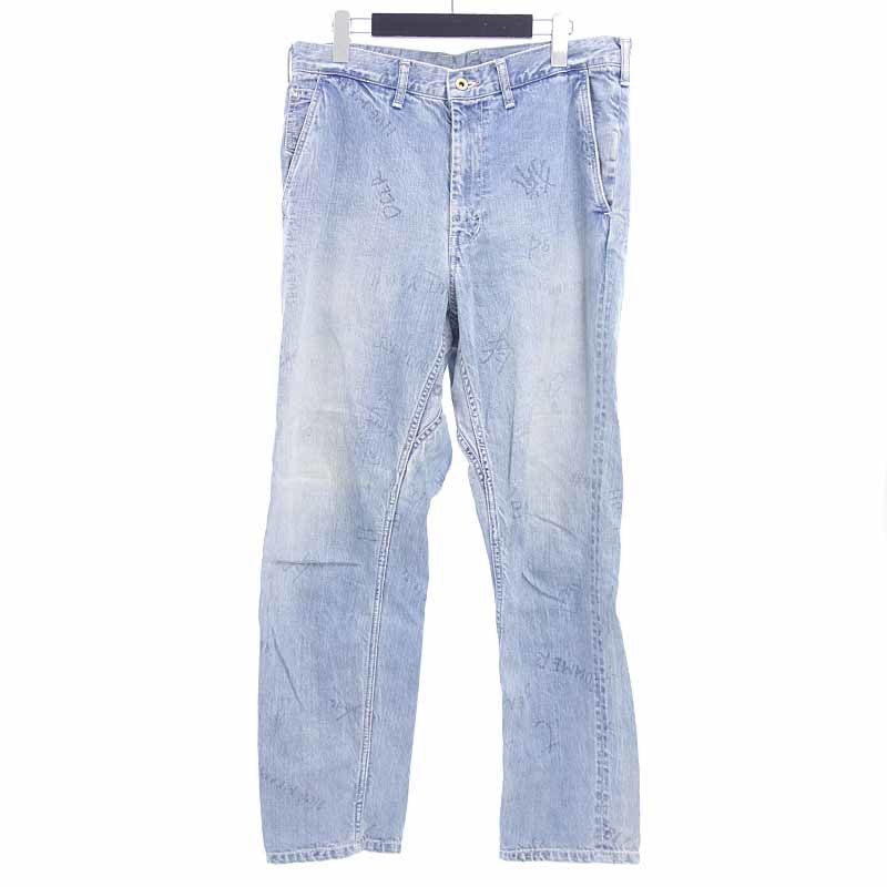 セヴシグ/SEVESKIG 落書き ペイント 加工 デニムパンツ メンズL インディゴ