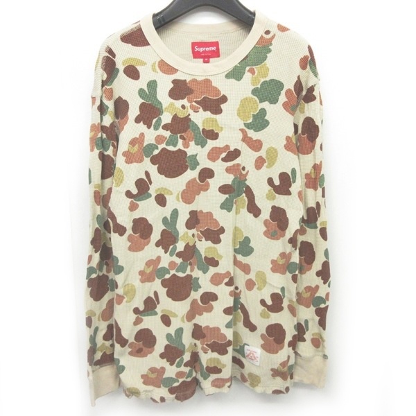 シュプリーム SUPREME サーマルカットソー Tシャツ ロンT ワッフル 迷彩 カモフラ柄 長袖 カーキ ベージュ 系 M 0807 メンズ