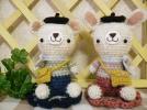 ★ハンドメイド★あみぐるみ・くま＆うさぎ・花のミニドイリー付_1