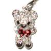 スワロフスキーストラップ 【赤いリボンのくまさん　シルバー】_1