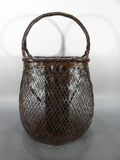 工芸品) Yahoo!オークション 花籠」木工、竹工芸 - 竹編 「竹 の落札