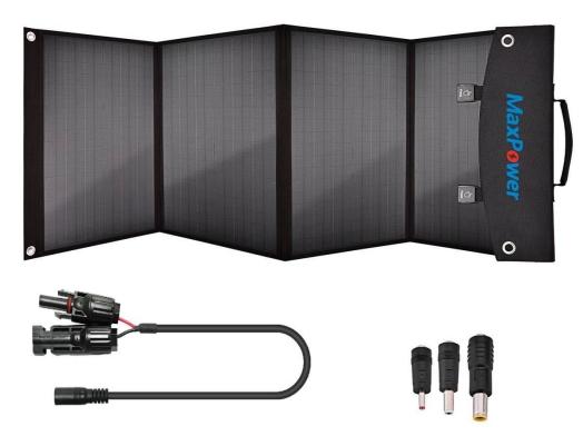 MaxPower 100W ソーラーパネル ポータブル電源充電 スタンド付き【USB出力/折畳み式】単結晶で高変換効率 キャンプ/地震/防災グッズ災害時