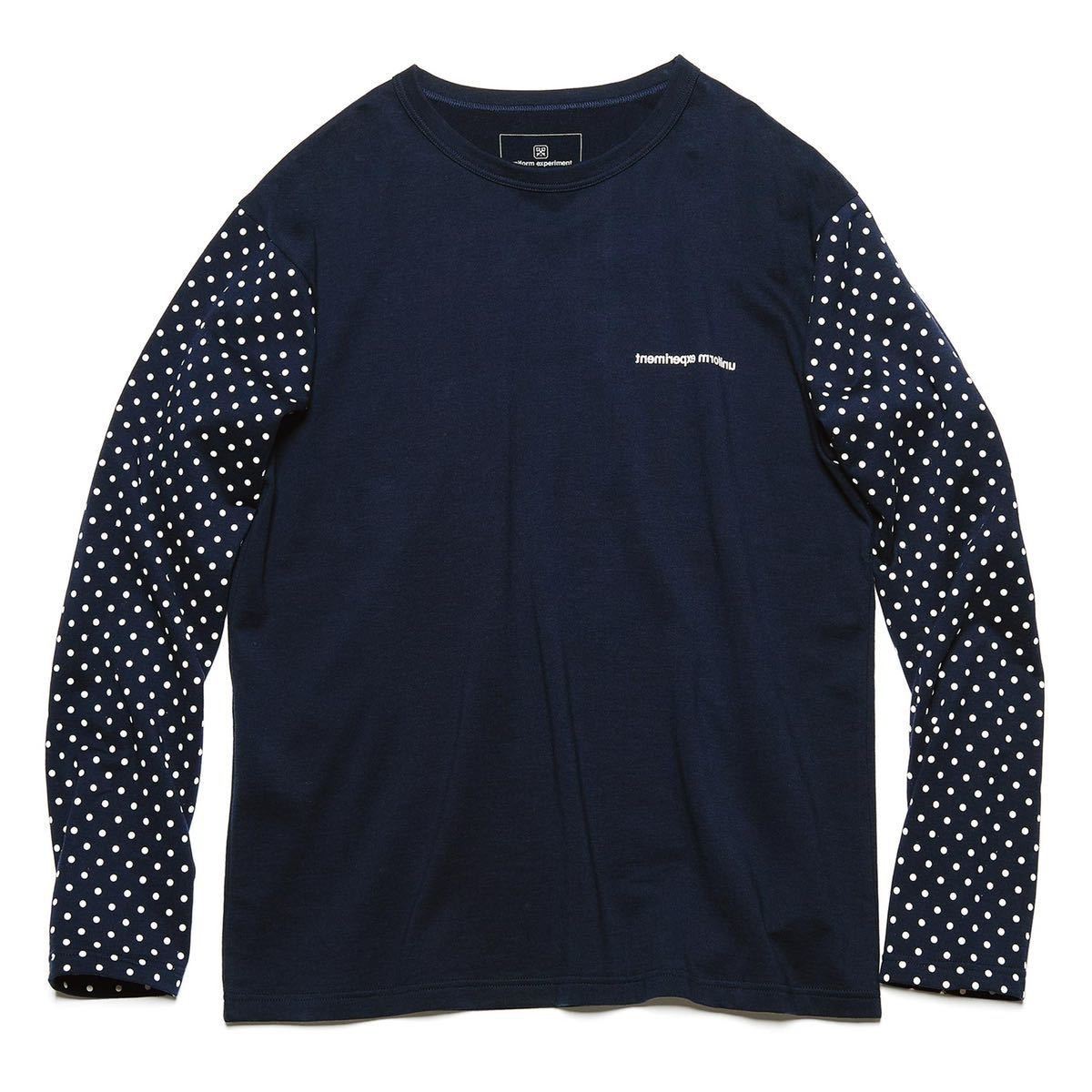 極美品 uniform experiment UE-202055 L/S DOT SLEEVE TEE ユニフォームエクスペリメント ドット Tシャツ 長袖 ネイビー サイズ2