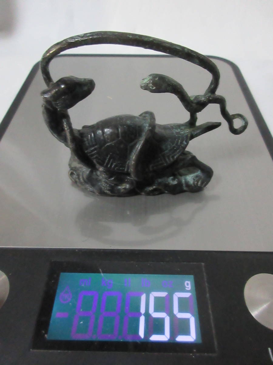 時代青銅製 金工細工 三足 銘文付 爵酒器置物 獣面耳